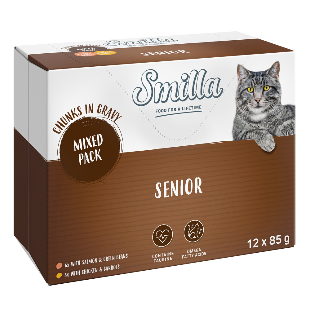 12x85g Smilla Verse Zakjes Senior Hapjes in Saus Mixpakket