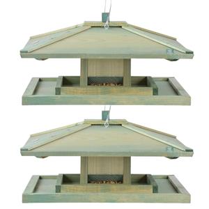 Esschert Design 2x stuks japans vogelhuisje/voedersilo hout cm -