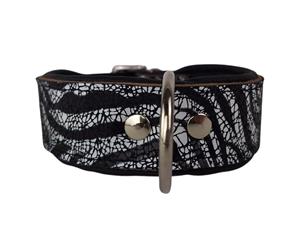 Hondenbed.nl Leren hondenhalsband zebra