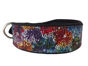 Hondenbed.nl Leren hondenhalsband bloemen