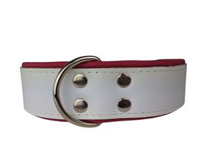 Hondenbed.nl Leren hondenhalsband wit / roze