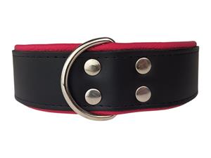 Hondenbed.nl Leren hondenhalsband zwart / roze