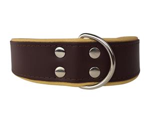 Hondenbed.nl Leren hondenhalsband bruin / naturel
