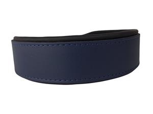 Hondenbed.nl Leren hondenhalsband donkerblauw / zwart