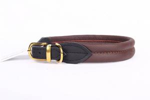 Hondenbed.nl Leren hondenhalsband bruin soft/messing