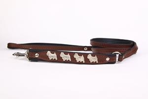 Hondenbed.nl Leren hondenriem Westie bruin