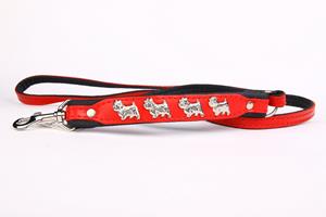 Hondenbed.nl Leren hondenriem Westie rood
