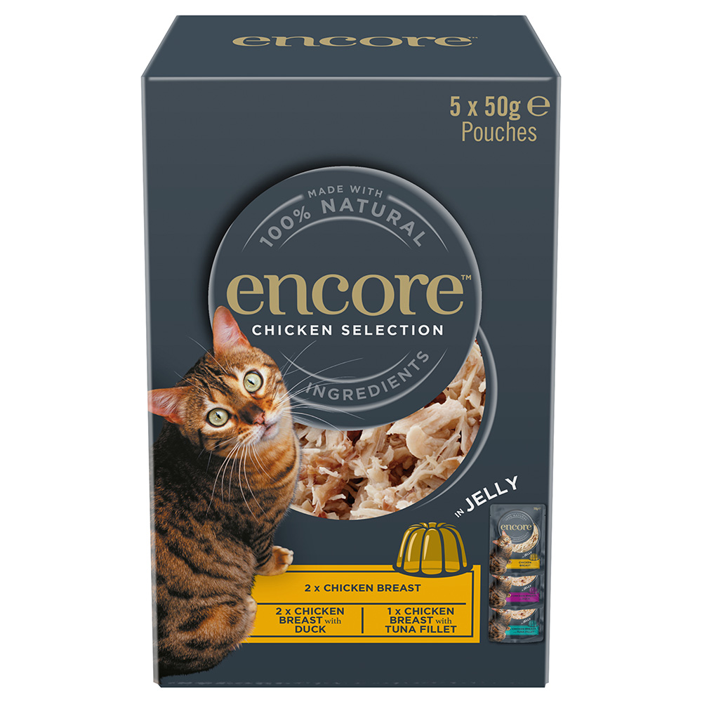Encore 5x50g Kip Selectie Jelly Pouch Mix  Kattenvoer