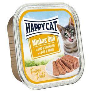 Happy Cat 16x100g  Minkas Duo Morsels op Paté Schaaltjes Rund & Konijn nat kattenvoer