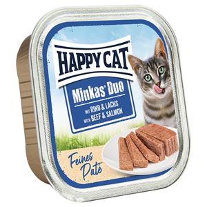 Happy Cat 16x100g  Minkas Duo Morsels op Paté Schaaltjes Rund & Zalm nat kattenvoer