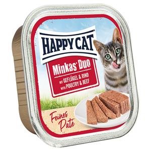 Happy Cat 16x100g  Minkas Duo Morsels op Paté Schaaltjes Gevogelte & Rund nat kattenvoer