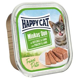 Happy Cat 16x100g  Minkas Duo Morsels op Paté Schaaltjes Gevogelte & Lam nat kattenvoer