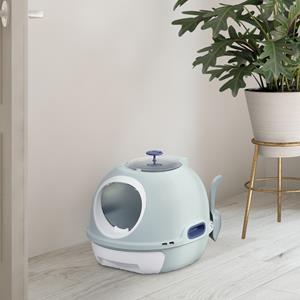 PawHut kattentoilet, ruimtebesparend, met dakraam en schep, eenvoudig te reinigen, draagbaar, 58 x 38 x 38 cm, PP/ABS | Aosom.nl