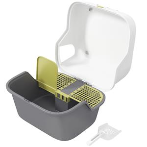PawHut kattenbak met deksel, eenvoudig schoon te maken, afsluitbaar, geurcontrole, ruimtebesparend, 55 x 40 x 40 cm, wit | Aosom.nl