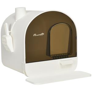 PawHut kattentoilet, geurvrij met filter, inclusief vervangend filter en vloermat, compact design, 43 x 44 x 47 cm, zwart en wit | Aosom.nl