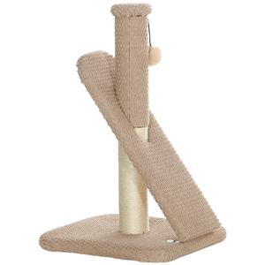 PawHut krabpaal, duurzame sisal, met speelbal en noppenstructuur, ideaal voor katten, 54 cm, lichtbruin | Aosom.nl