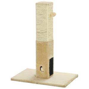 PawHut Krabpaal voor Katten, Krabkolom, 79 cm Kattenpaal met Jutetouw, Inclusief Speelgoed, Pluche, Beige