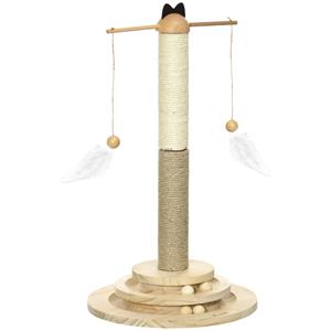 PawHut krabpaal, multifunctionele klimboom voor katten, met speelballetje, stevig en stabiel, 70 x 40 x 135 cm, grijs | Aosom.nl