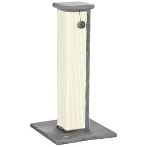 PawHut kattenkrabpaa, Kattenboom, inclusief speelbal, pluche, sisal, 41 cm x 41 cm x 81 cm, crème + grijs | Aosom.nl