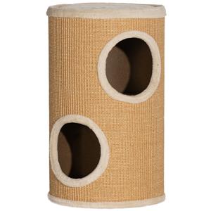 PawHut kattenkrabton, ruime pluche krabpaal, sisal oppervlak, stevig en duurzaam, Φ35 x 60H cm, bruin-beige | Aosom.nl