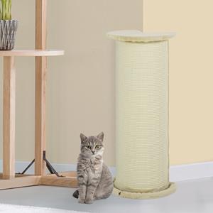 PawHut krabpaal voor katten, ruimtebesparend hoekontwerp, duurzaam en stabiel, 35 x 35 x 85 cm, ideaal voor actieve katten, roomwit | Aosom.nl