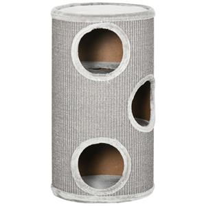 PawHut krabpaal voor katten, 3 niveaus, met sisaltouw en krabvlak, stevig ontwerp, 38 x 38 x 70 cm, lichtgrijs | Aosom.nl