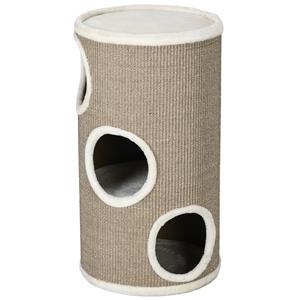 PawHut krabton voor katten, luxe pluche, sisal-krasmat, robuust ontwerp, Ø38 x 70H cm, ideaal voor spelen en rusten, bruin | Aosom.nl