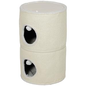 PawHut krabton, 3 niveaus, met comfortabele kussens, krabmat en speelballen, ideaal kattenhuis voor binnen, 50 x 50 x 90 cm, crèmewit | Aosom.nl