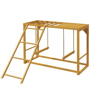 PawHut kippenspeeltoestel, multifunctioneel met schommels en ladder, perfect voor 3-4 kippen, duurzaam hout, 120 x 60 x 100 cm | Aosom.nl