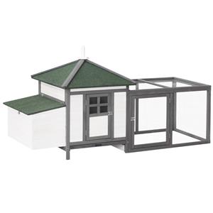 PawHut Kippenhok met ren, massief houten kippenhuis, veilig legnest, ruime ruimte voor kippen, eenvoudig te monteren, 150x75x100 cm, Bruin | Aosom.nl