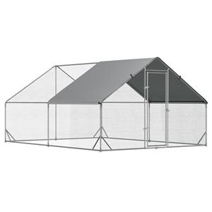 PawHut kippenhok, XXL buitenverblijf met schaduw, veilig staal, voor 8-12 kippen of konijnen, eenvoudig te onderhouden, 3 x 4 x 2 m, | Aosom.nl