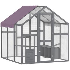 PawHut Kippenren met waterdicht dak, 2 legnesten, 2 zitstokken, voor 6-8 kippen, ca. 1,7 x 1,8 x 1,8 m