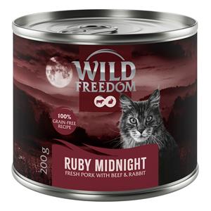 Wild Freedom 6x200g  Red Meat Ruby Midnight Varkensvlees, Rund Konijn natvoer voor katten