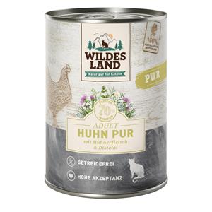 Wildes Land 6 x 400 g Kip PUR met saffloerolie  Adult Cat natvoer voor katten