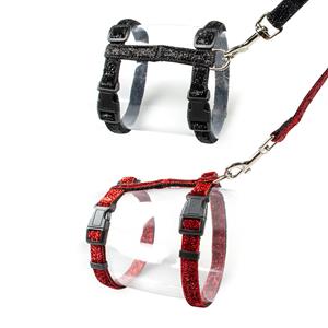 Duvo+ Grote Kat Wandelset Glitter Zwart/Rood 30-50cm / 12mm - 125cm
