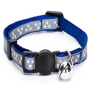 Nobleza Kattenhalsbandje met belletje - Blauw - Reflecterend - Stars