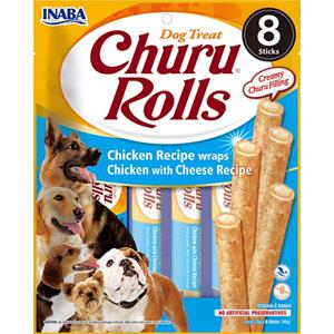 Inaba 8x  Churu Hondensnacks Rolls Chicken&Cheese Wraps 8 x 20 gr
