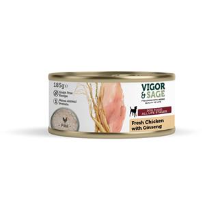 Vigor&Sage 12x  Hondenvoer Vers-in-Blik Kip - Ginseng 185 gr