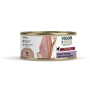 Vigor&Sage 12x  Hondenvoer Vers-in-Blik Kalkoen - Astragalus 185 gr