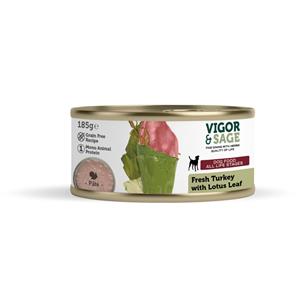 Vigor&Sage 12x  Hondenvoer Vers-in-Blik Kalkoen - Lotus Leaf 185 gr