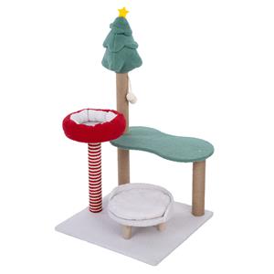 TIAKI Kerstkrabpaal rood/groen voor kleine katten en kittens