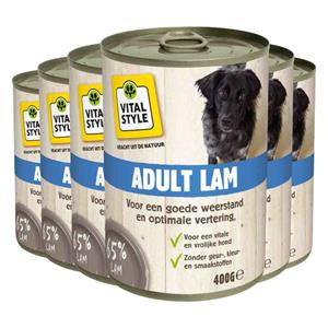 Vitalstyle 6x  Hondenvoer Bik Lam 400 gr
