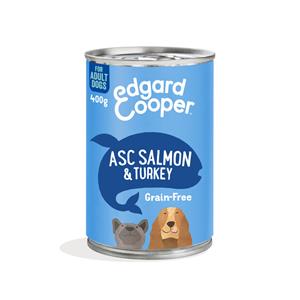 Edgard&Cooper 6x  Blik Vers Vlees Hondenvoer Zalm - Kalkoen 400 gr