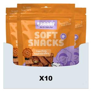 Braaaf 10x  Sticks Hondensnack Tonijn - Pompoen - Selderij 85 gr