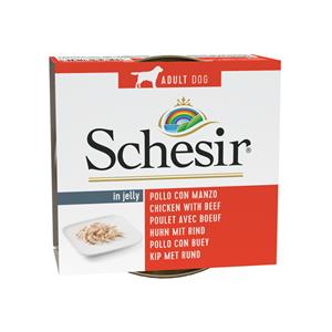 Schesir 10x  Hondenvoer Kipfilet en Rundvlees in Gelei 150 gr