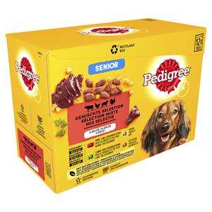 Pedigree 4x  Senior Honden Natvoer Vlees en Gevogelte in Gelei 12 x 100 gr