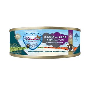 Renske 24x  Vers Gestoomd Complete Menu Hondenvoer Nat Eend - Konijn Graanvrij 95 gr