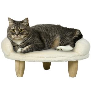PawHut huisdierbed, comfortabel voor katten en honden tot 5 kg, wasbare pluche hoes, duurzaam en zacht, 47 x 40 x 20 cm, crèmekleurig | Aosom.nl