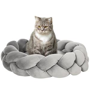 PawHut Hondenbedden met kussen, kattenbed, hondenmand, wasbaar, 55 cm x 55 cm x 14 cm, grijs | Aosom.nl