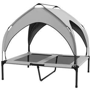PawHut Hondenbed met Dak, Ademend, Waterafstotend, tot 30 kg, 91 x 76 x 89 cm, Lichtgrijs